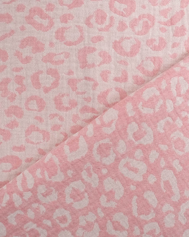 Double Gaze Jacquard Motif Graou Rose Oeko Tex Mercerine