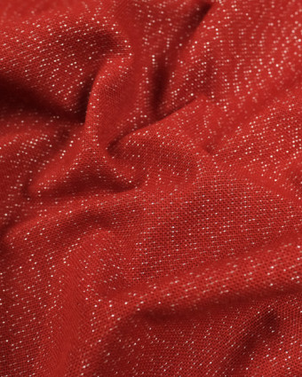 Tissu rouge pailleté argent - Décoration - 10 cm