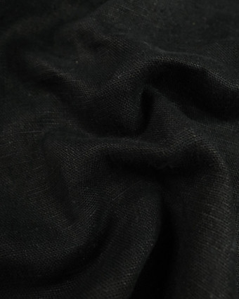 Tissu Lin Lavé Noir ameublement - 10 cm
