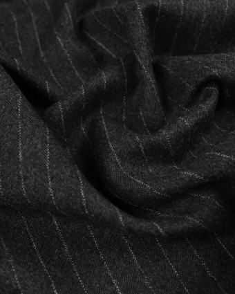 Drap de laine gris pinstripe rayures tennis - Mercerine