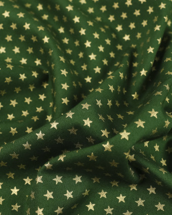 Coton Etoiles dorées vert - 10cm