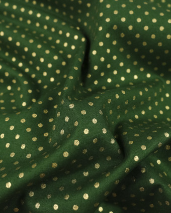 Coton noel vert à Pois or -  10cm