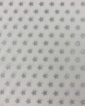 Tissu noël : coton étoiles argentées sur fond blanc - Mercerine