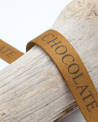 Ruban "Chocolat" effet suédine foncé 15mm - 1m