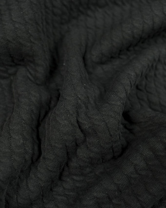 Crinkle Jersey Matelasse Noir - 10cm