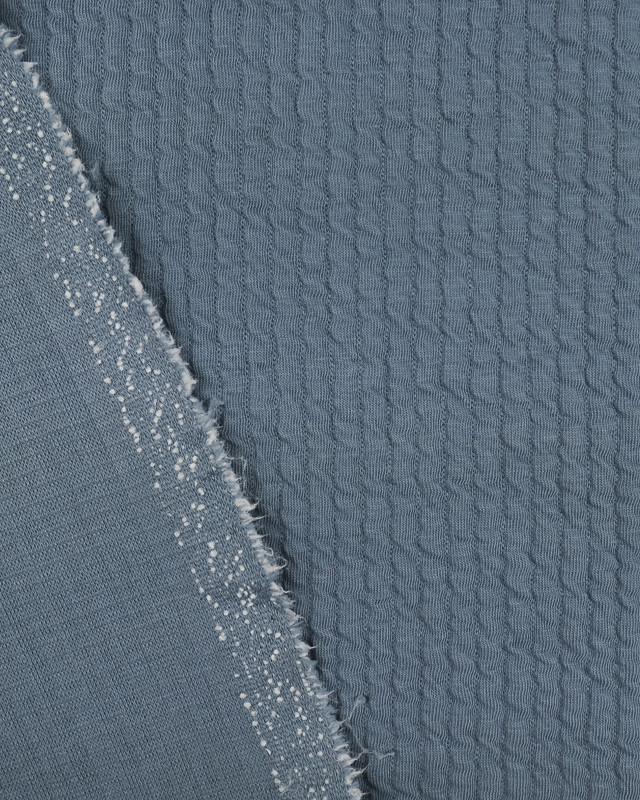 Tissu au mètre : Crinkle Jersey Matelasse Bleu jean- Mercerine