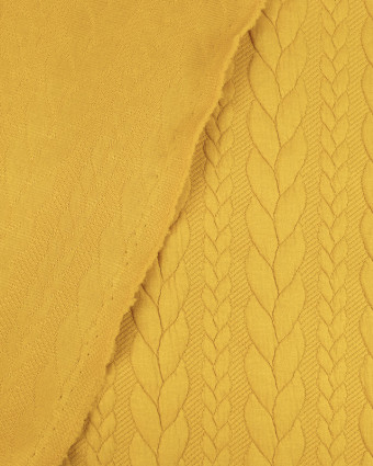 Tissu Sweat Effet Tricot Jaune - Mercerine