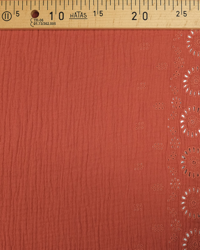 Double gaze au mètre : Feston Oekotex terracotta - Mercerine