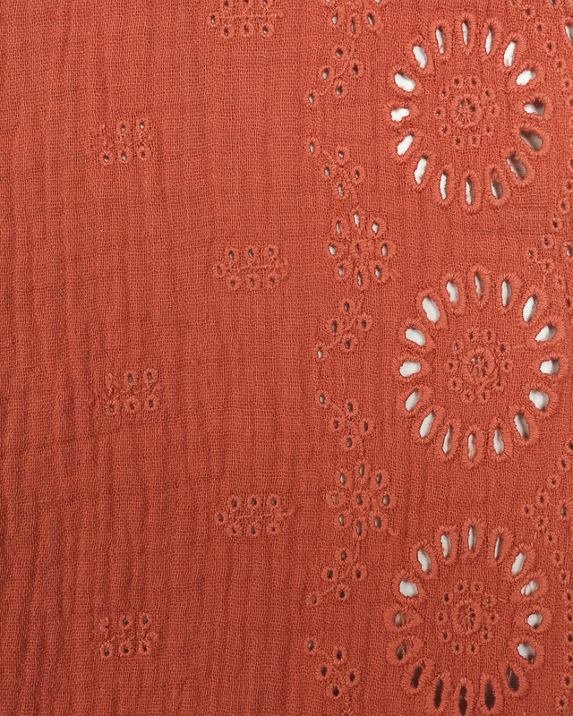 Double gaze au mètre : Feston Oekotex terracotta - Mercerine