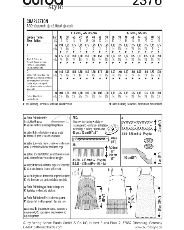Patron robe charleston : Burda 2376 - Mercerine