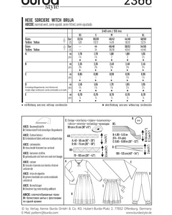 Patron déguisement sorcière des champs : Burda 2366 - Mercerine