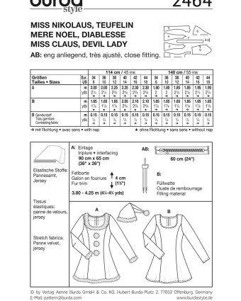 Patron déguisement femme infirmière, mère noel, diable : Burda 2464 - Mercerine