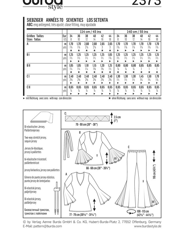 Patron déguisement années 70 : Burda 2373 - Mercerine