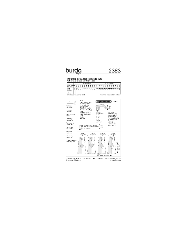 Patron déguisement Carte à jouer : Burda 2383 - Mercerine