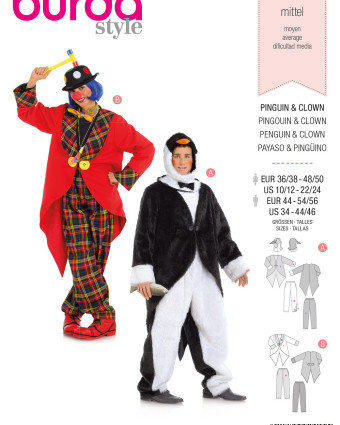 Patron de clown et pingouin adulte : Burda 2415 - Mercerine