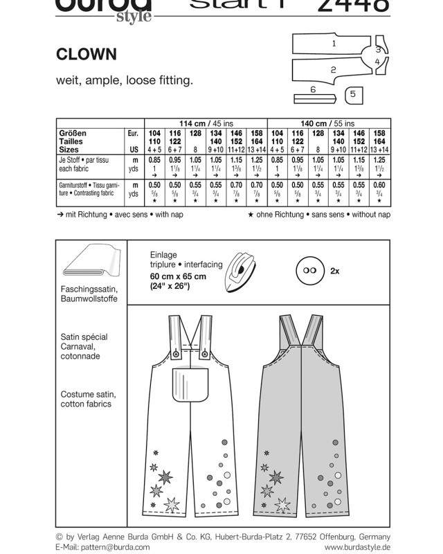 `Patron déguisement clown : Burda 2448 - Mercerine