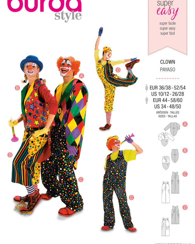 Patron déguisement clown adulte : Burda 2477 - Mercerine