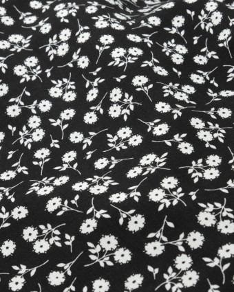  Viscose fleurie Eléane fond noir -  Mercerine