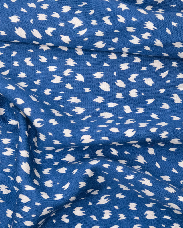 Tissu Viscose imprimé petit motif griffe bleu   - Mercerine