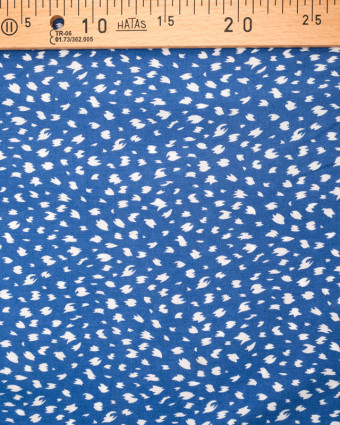 Tissu Viscose imprimé petit motif griffe bleu   - Mercerine