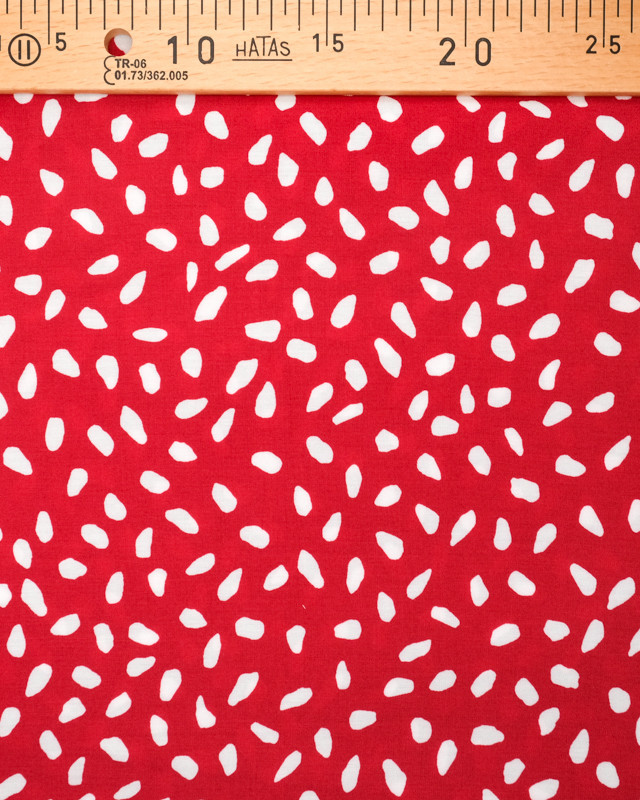 Viscose rouge motif pois blanc Albane  - Mercerine