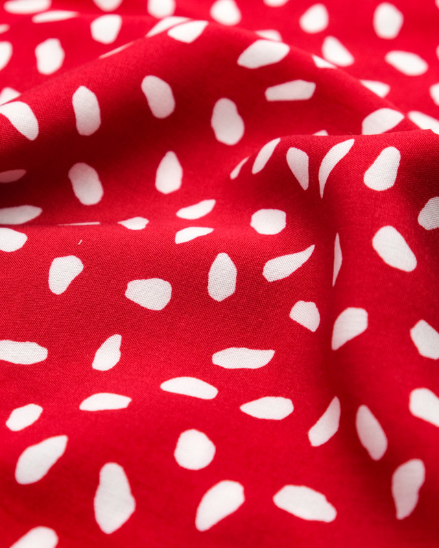 Viscose rouge motif pois blanc Albane  - Mercerine