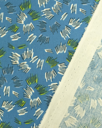 Tissu Coton au mètre :  imprimé petits traits bleu - Mercerine