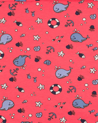  Tissu Jersey coton baleine corail  oeko-tex -  Mercerine