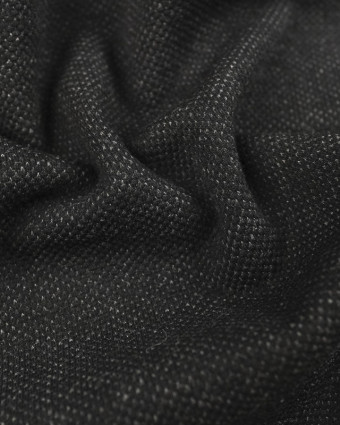 Tissu maille piqué double face gris foncé noir - 10cm