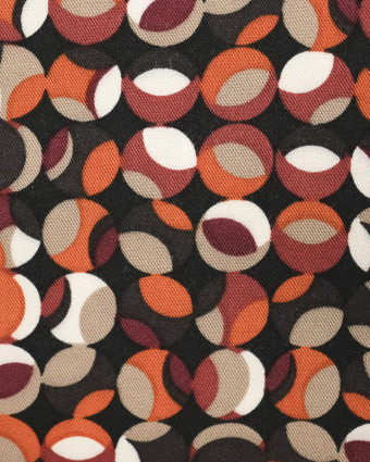  Viscose sergé Vintage orange noir - 10cm -  Mercerine