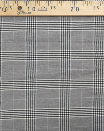 Tissu sergé bengaline : carreaux gris et noir - Mercerine