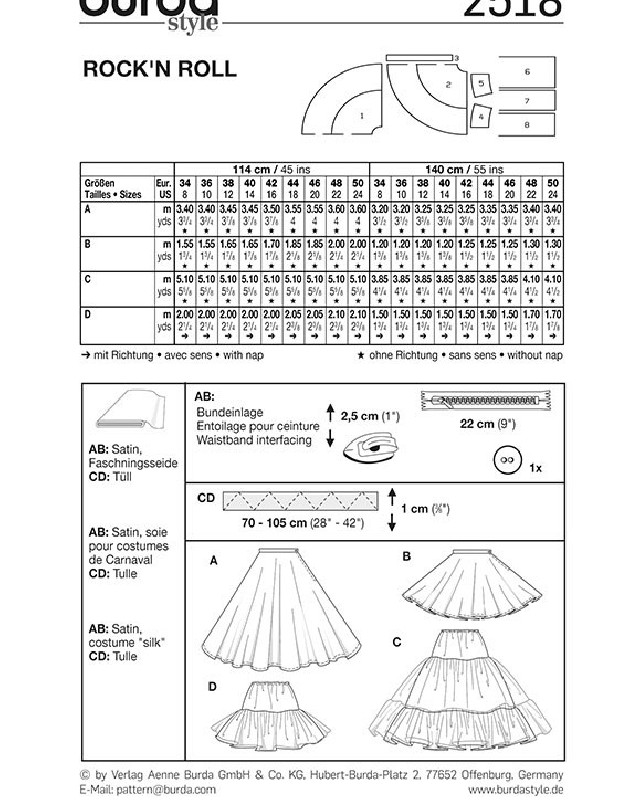 Patron déguisement Rock n roll : Burda 2518 - Mercerine