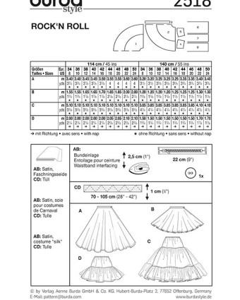 Patron déguisement Rock n roll : Burda 2518 - Mercerine