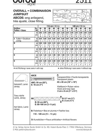 Patron déguisement combinaison et années 70 : Burda 2511 - Mercerine