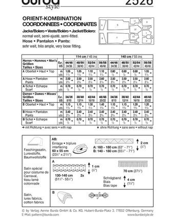 Patron déguisement alibaba et égyptiens : Burda 2526 - Mercerine