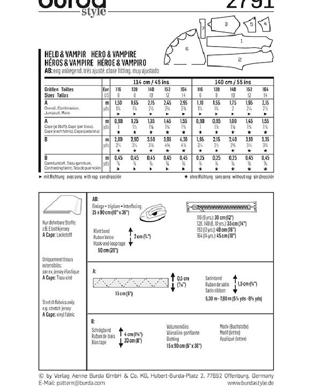 Patron de vampire et batman : Burda 2791 - Mercerine