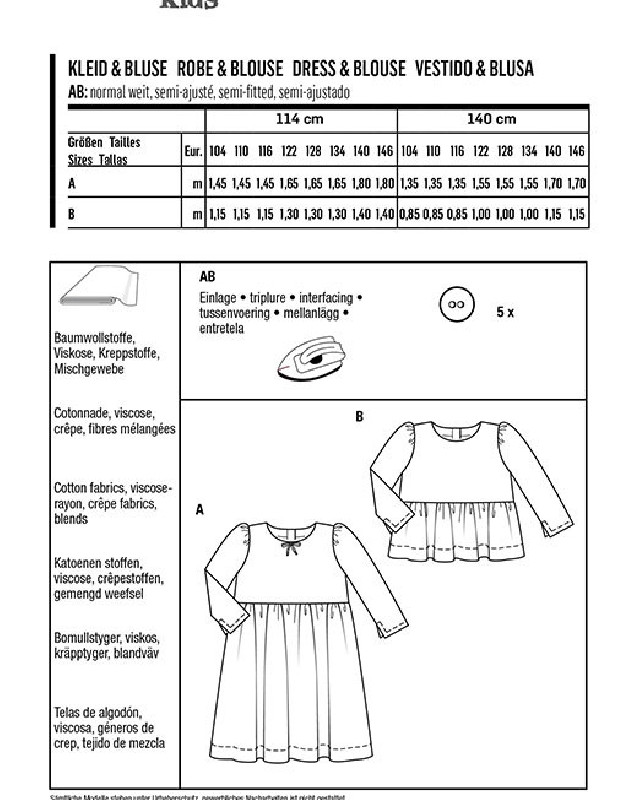 Patron de couture enfant Robe / blouse à volant : Burda 9263 - Mercerine