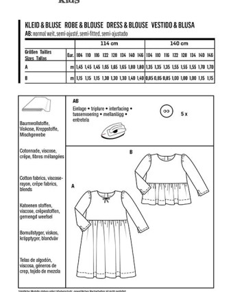 Patron de couture enfant Robe / blouse à volant : Burda 9263 - Mercerine