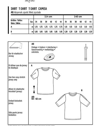 Patron de couture T-shirt manches à plis : Burda 6043 - Mercerine