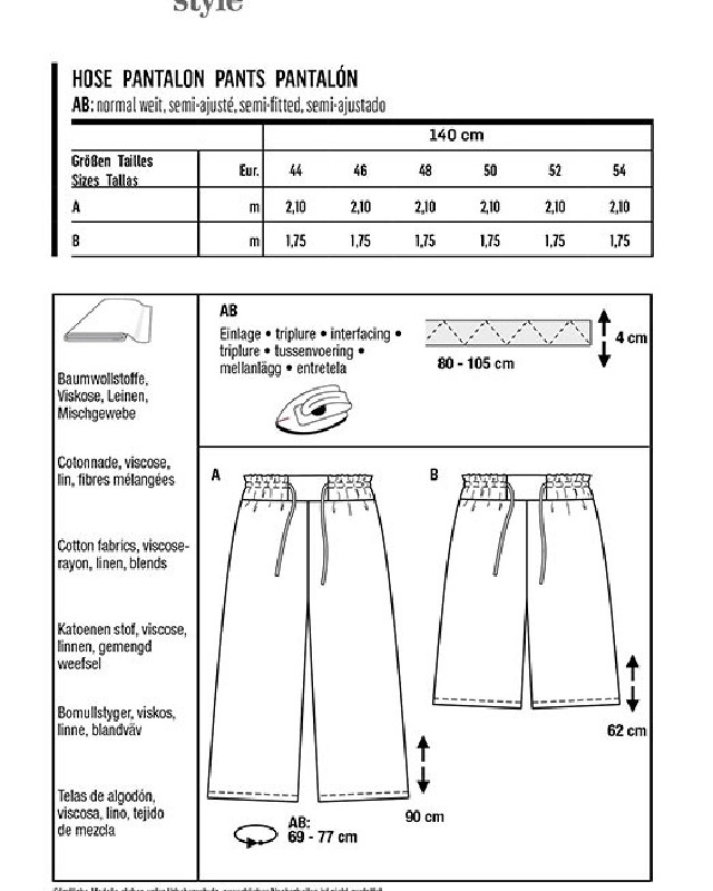 Patron pantalon élastiqué à la taille : Burda 6017 - Mercerine