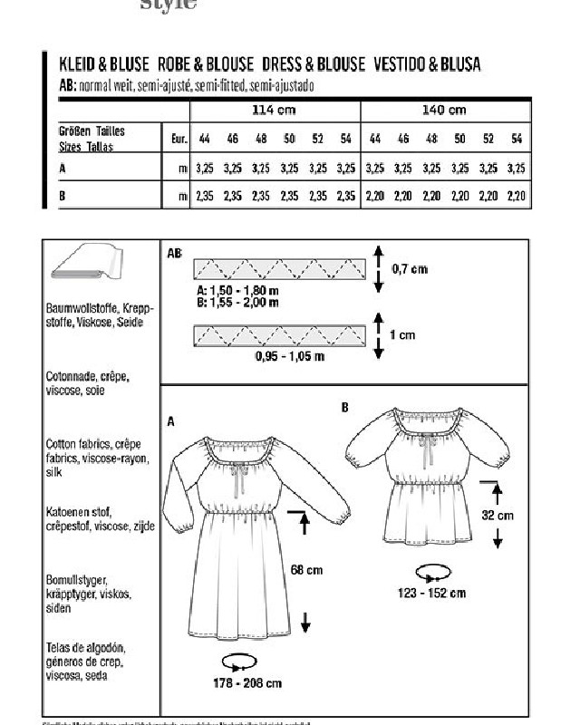 Patron de couture Robe / blouse : Burda 6016 - Mercerine