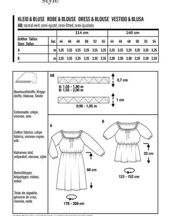 Patron de couture Robe / blouse : Burda 6016 - Mercerine