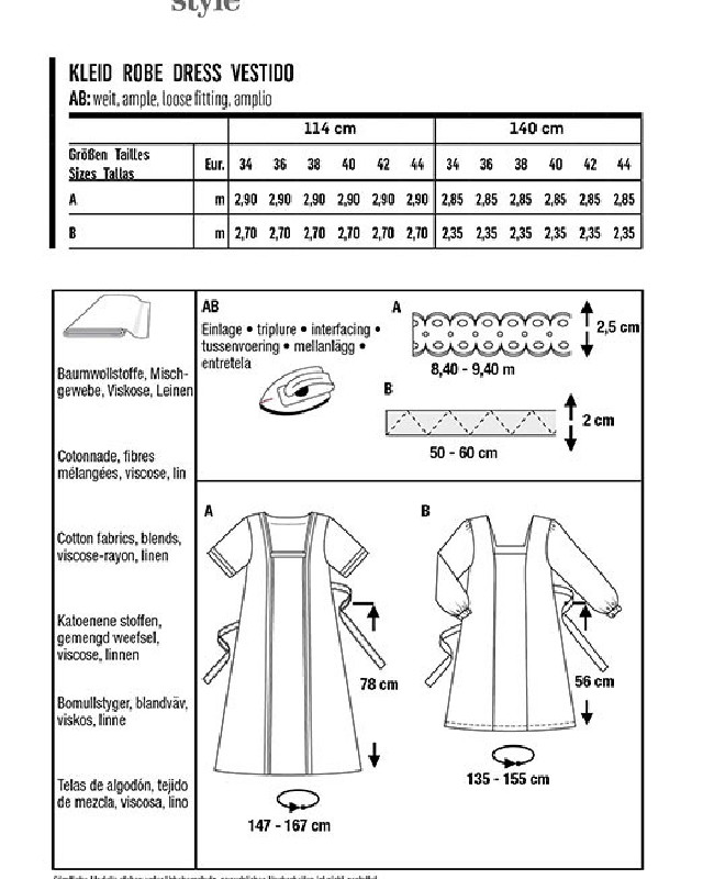 Patron de couture Robe encolure carrée : Burda 6014 - Mercerine