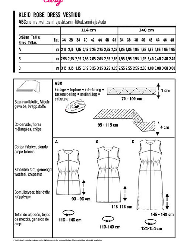 Patron de couture Robe 3 longueurs easy : Burda 6009 - Mercerine