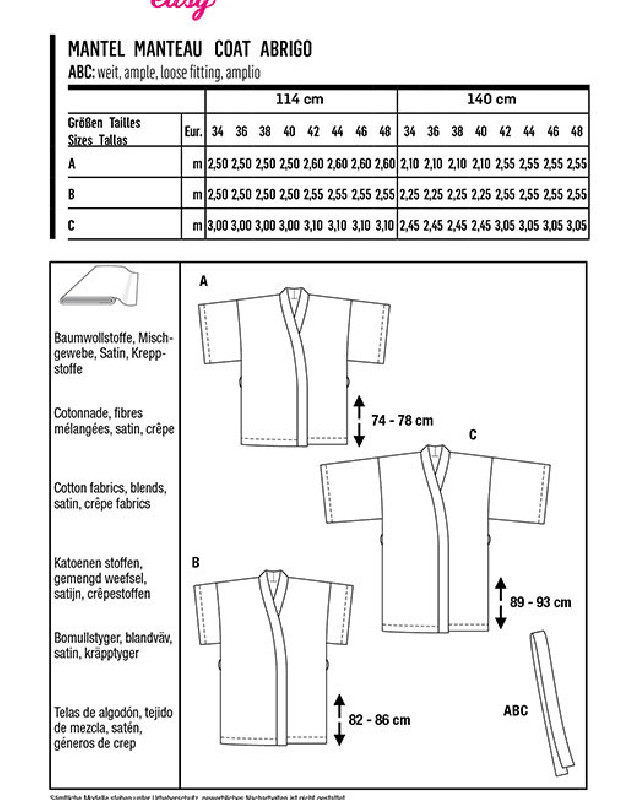 Patron de couture femme kimono : Burda 5995 - Mercerine