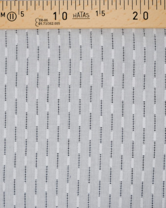 Voile de coton blanc texturé et rayure ajourée - Mercerine