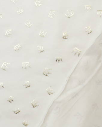 Tissu imprimé : jersey coton couronnes fond blanc - Mercerine