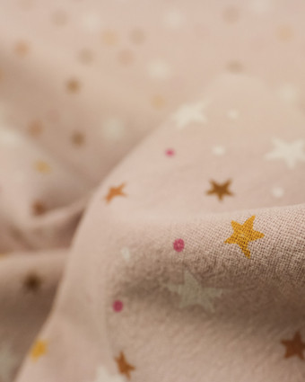Coton lavé étoiles rose - 10cm