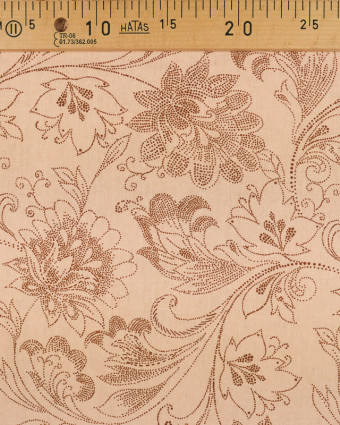 Tissu Lin / Viscose mélangé motif arabesque sur fond rose - Mercerine