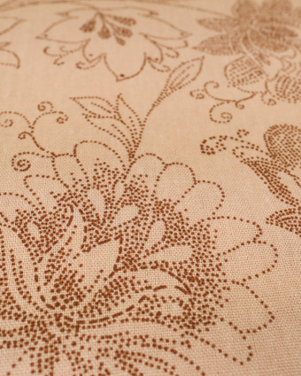 Lin mélangé motif arabesque sur fond rose